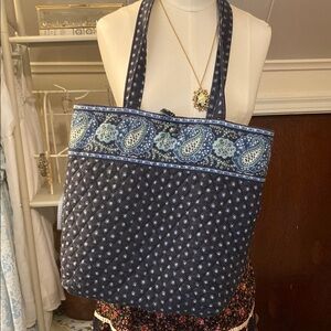 vera bradley blue quilt tote bag in bradley seaport